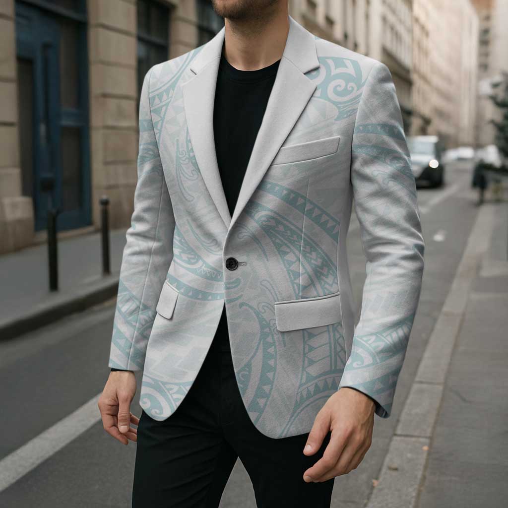 White Sunday Lotu Tamaiti Blazer Polynesian Wave Pastel Cyan LT9 - Polynesian Pride