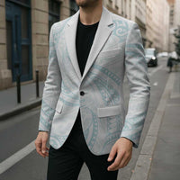 White Sunday Lotu Tamaiti Blazer Polynesian Wave Pastel Cyan LT9 - Polynesian Pride