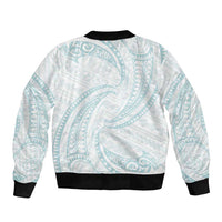 White Sunday Lotu Tamaiti Bomber Jacket Polynesian Wave Pastel Cyan LT9 - Polynesian Pride