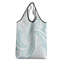 White Sunday Lotu Tamaiti Grocery Bag Polynesian Wave Pastel Cyan LT9 - Polynesian Pride