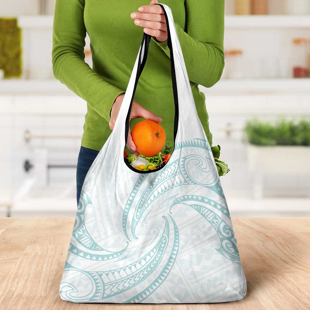 White Sunday Lotu Tamaiti Grocery Bag Polynesian Wave Pastel Cyan LT9 - Polynesian Pride