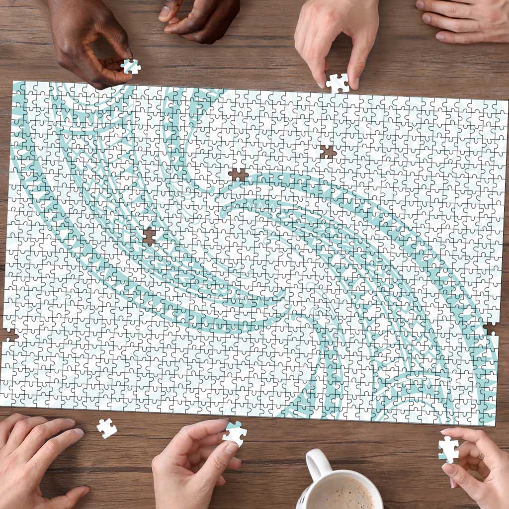 White Sunday Lotu Tamaiti Puzzle Polynesian Wave Pastel Cyan LT9 - Polynesian Pride
