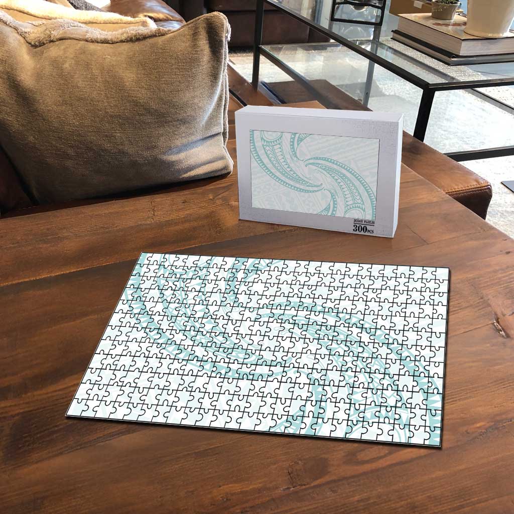 White Sunday Lotu Tamaiti Puzzle Polynesian Wave Pastel Cyan LT9 - Polynesian Pride