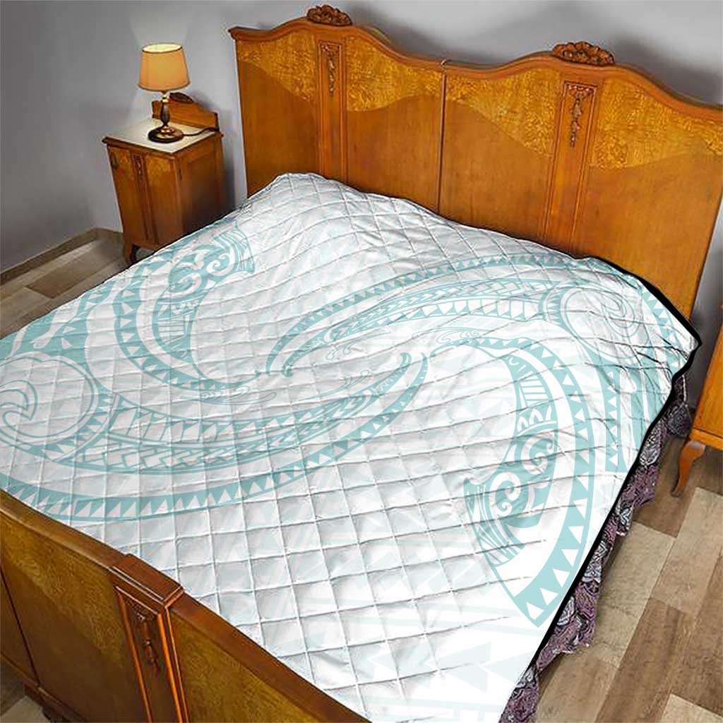 White Sunday Lotu Tamaiti Quilt Polynesian Wave Pastel Cyan LT9 - Polynesian Pride
