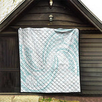 White Sunday Lotu Tamaiti Quilt Polynesian Wave Pastel Cyan LT9 - Polynesian Pride