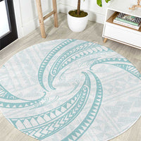 White Sunday Lotu Tamaiti Round Carpet Polynesian Wave Pastel Cyan LT9 Cyan - Polynesian Pride