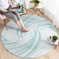 White Sunday Lotu Tamaiti Round Carpet Polynesian Wave Pastel Cyan LT9 - Polynesian Pride