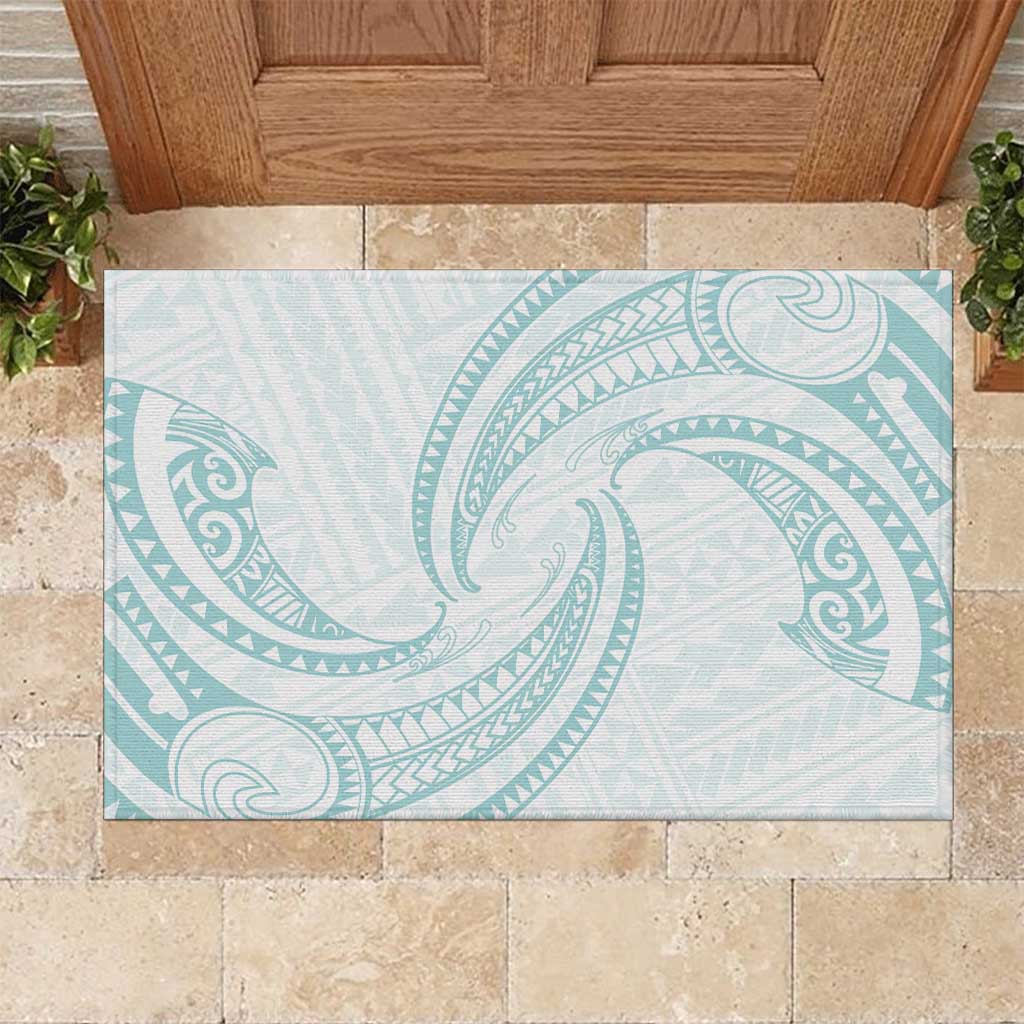White Sunday Lotu Tamaiti Rubber Doormat Polynesian Wave Pastel Cyan LT9 Cyan - Polynesian Pride
