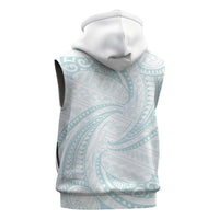 White Sunday Lotu Tamaiti Sleeveless Zip Hoodie Polynesian Wave Pastel Cyan LT9 - Polynesian Pride