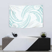 White Sunday Lotu Tamaiti Tapestry Polynesian Wave Pastel Cyan LT9 - Polynesian Pride
