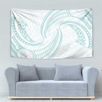 White Sunday Lotu Tamaiti Tapestry Polynesian Wave Pastel Cyan LT9 - Polynesian Pride