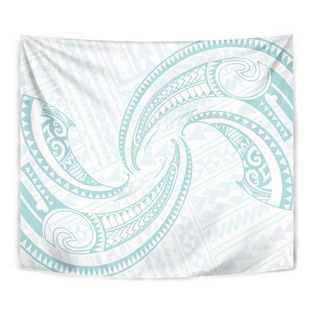 White Sunday Lotu Tamaiti Tapestry Polynesian Wave Pastel Cyan LT9 - Polynesian Pride