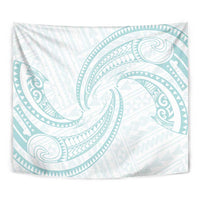 White Sunday Lotu Tamaiti Tapestry Polynesian Wave Pastel Cyan LT9 - Polynesian Pride