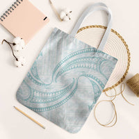 White Sunday Lotu Tamaiti Tote Bag Polynesian Wave Pastel Cyan LT9 White Strap One Size Cyan - Polynesian Pride