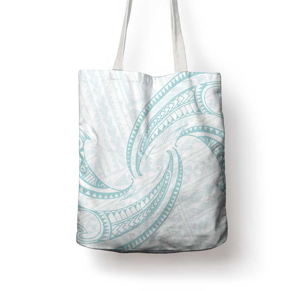 White Sunday Lotu Tamaiti Tote Bag Polynesian Wave Pastel Cyan LT9 - Polynesian Pride