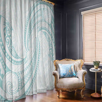 White Sunday Lotu Tamaiti Window Curtain Polynesian Wave Pastel Cyan LT9 - Polynesian Pride