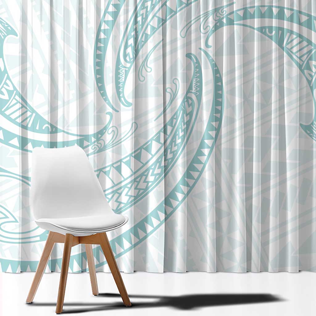 White Sunday Lotu Tamaiti Window Curtain Polynesian Wave Pastel Cyan LT9 - Polynesian Pride