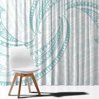 White Sunday Lotu Tamaiti Window Curtain Polynesian Wave Pastel Cyan LT9 - Polynesian Pride