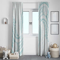 White Sunday Lotu Tamaiti Window Curtain Polynesian Wave Pastel Cyan LT9 - Polynesian Pride