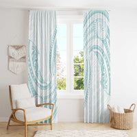 White Sunday Lotu Tamaiti Window Curtain Polynesian Wave Pastel Cyan LT9 - Polynesian Pride