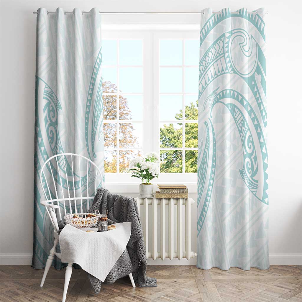 White Sunday Lotu Tamaiti Window Curtain Polynesian Wave Pastel Cyan LT9 - Polynesian Pride