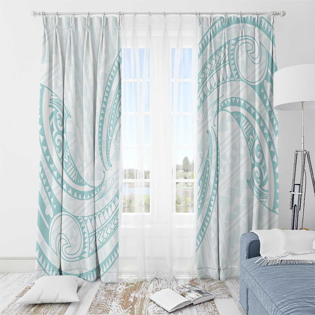 White Sunday Lotu Tamaiti Window Curtain Polynesian Wave Pastel Cyan LT9 - Polynesian Pride