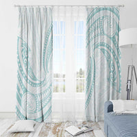 White Sunday Lotu Tamaiti Window Curtain Polynesian Wave Pastel Cyan LT9 - Polynesian Pride