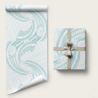 White Sunday Lotu Tamaiti Wrapping Paper Polynesian Wave Pastel Cyan LT9 58" × 23" Cyan - Polynesian Pride