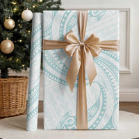 White Sunday Lotu Tamaiti Wrapping Paper Polynesian Wave Pastel Cyan LT9 - Polynesian Pride