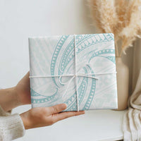 White Sunday Lotu Tamaiti Wrapping Paper Polynesian Wave Pastel Cyan LT9 - Polynesian Pride