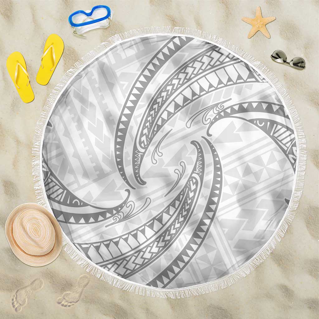 White Sunday Lotu Tamaiti Beach Blanket Polynesian Wave Pastel Gray LT9 One Size 150cm Gray - Polynesian Pride