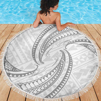 White Sunday Lotu Tamaiti Beach Blanket Polynesian Wave Pastel Gray LT9 - Polynesian Pride