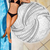 White Sunday Lotu Tamaiti Beach Blanket Polynesian Wave Pastel Gray LT9 - Polynesian Pride