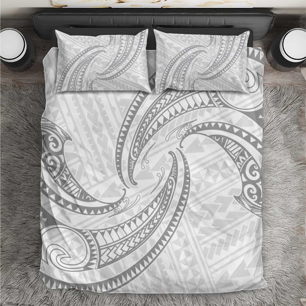 White Sunday Lotu Tamaiti Bedding Set Polynesian Wave Pastel Gray LT9 Gray - Polynesian Pride