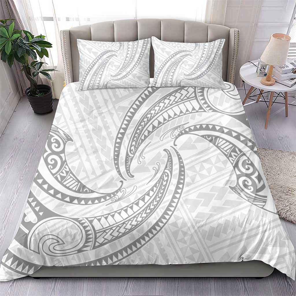 White Sunday Lotu Tamaiti Bedding Set Polynesian Wave Pastel Gray LT9 - Polynesian Pride
