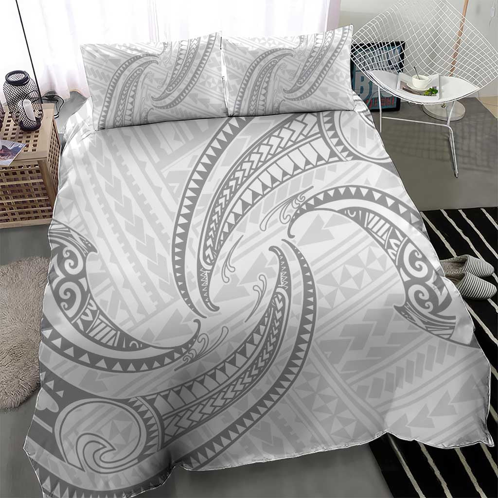 White Sunday Lotu Tamaiti Bedding Set Polynesian Wave Pastel Gray LT9 - Polynesian Pride