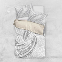 White Sunday Lotu Tamaiti Bedding Set Polynesian Wave Pastel Gray LT9 US Twin 172cm x 218cm Gray - Polynesian Pride