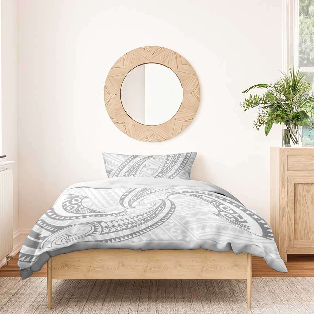 White Sunday Lotu Tamaiti Bedding Set Polynesian Wave Pastel Gray LT9 - Polynesian Pride