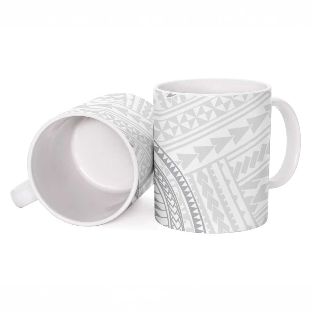 White Sunday Lotu Tamaiti Ceramic Mug Polynesian Wave Pastel Gray LT9 - Polynesian Pride