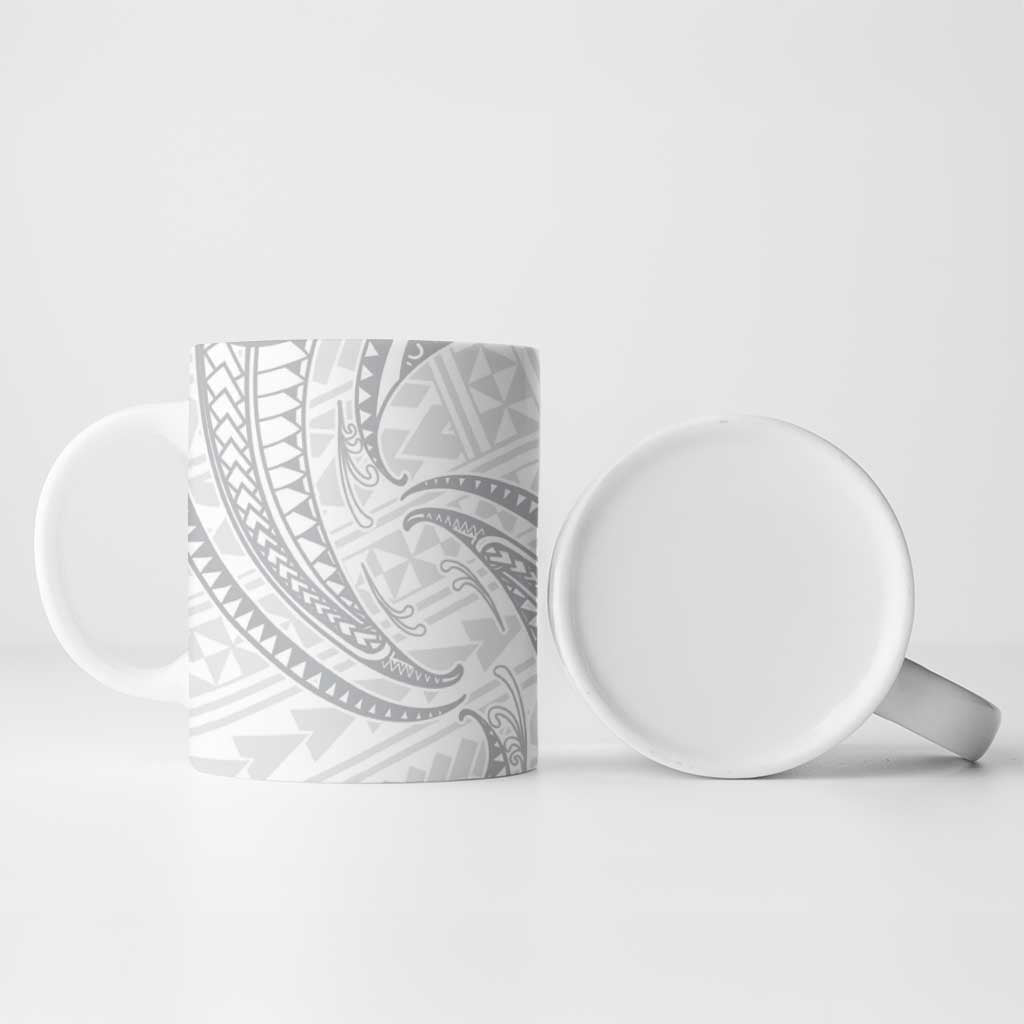 White Sunday Lotu Tamaiti Ceramic Mug Polynesian Wave Pastel Gray LT9 - Polynesian Pride