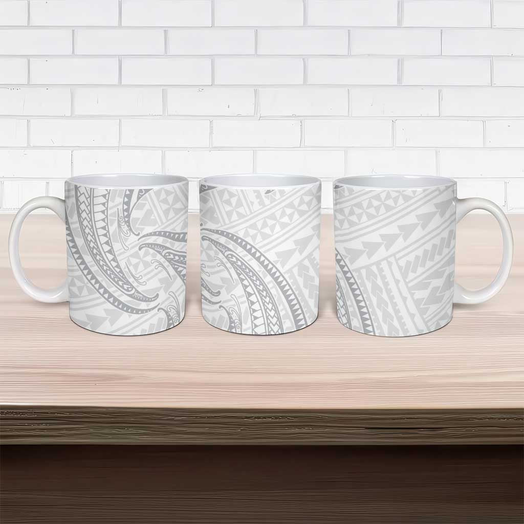 White Sunday Lotu Tamaiti Ceramic Mug Polynesian Wave Pastel Gray LT9 - Polynesian Pride