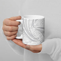 White Sunday Lotu Tamaiti Ceramic Mug Polynesian Wave Pastel Gray LT9 - Polynesian Pride