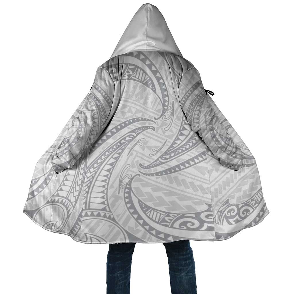 White Sunday Lotu Tamaiti Cloak Polynesian Wave Pastel Gray LT9 Unisex Gray - Polynesian Pride