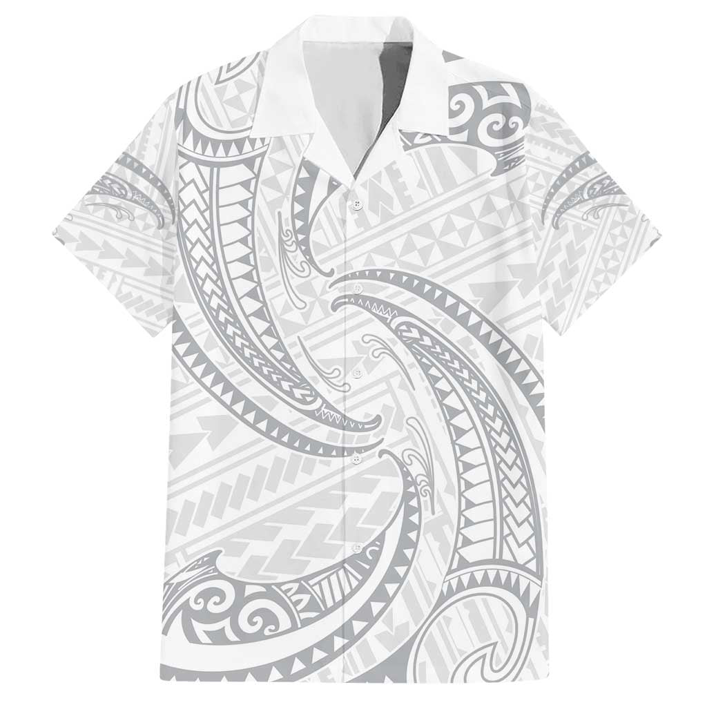 White Sunday Lotu Tamaiti Hawaiian Shirt Polynesian Wave Pastel Gray LT9 Gray - Polynesian Pride