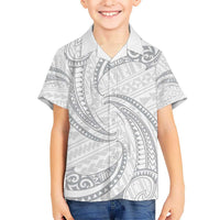 White Sunday Lotu Tamaiti Hawaiian Shirt Polynesian Wave Pastel Gray LT9 - Polynesian Pride