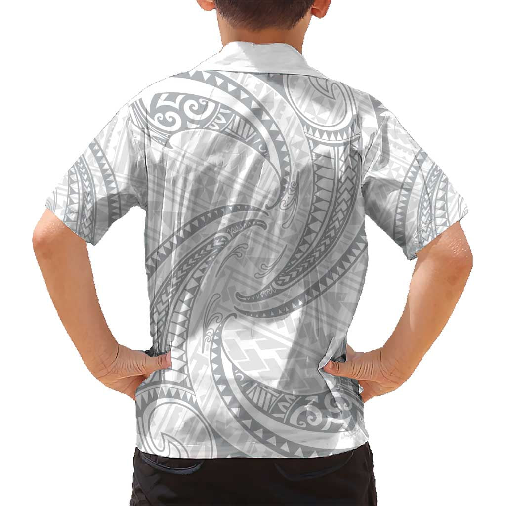 White Sunday Lotu Tamaiti Hawaiian Shirt Polynesian Wave Pastel Gray LT9 - Polynesian Pride