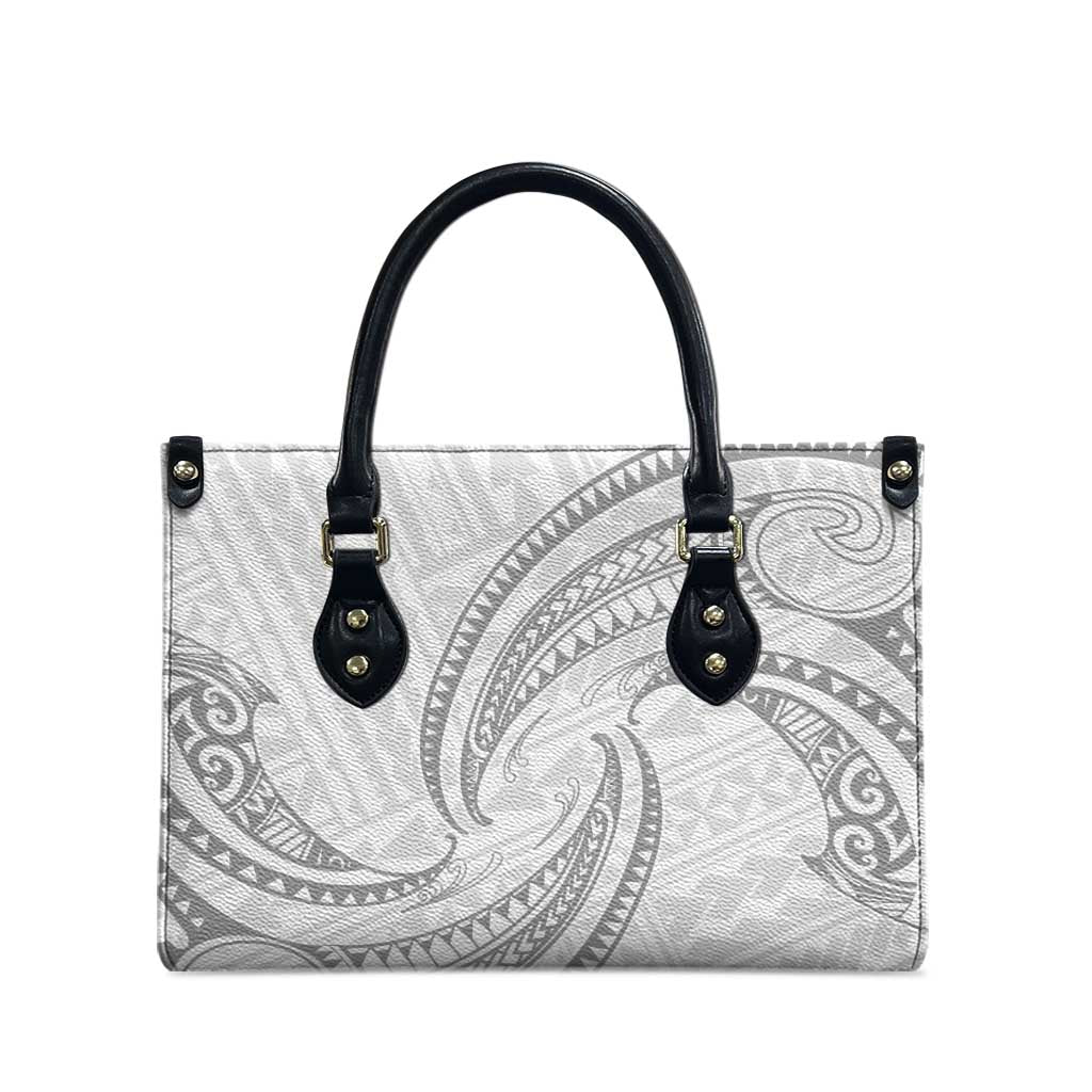 White Sunday Lotu Tamaiti Leather Bag Polynesian Wave Pastel Gray LT9 - Polynesian Pride