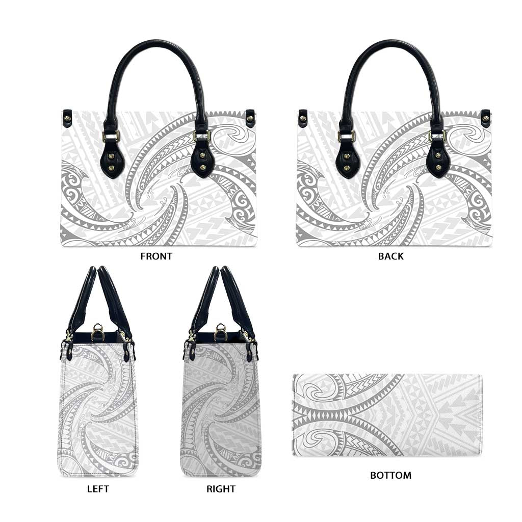White Sunday Lotu Tamaiti Leather Bag Polynesian Wave Pastel Gray LT9 - Polynesian Pride