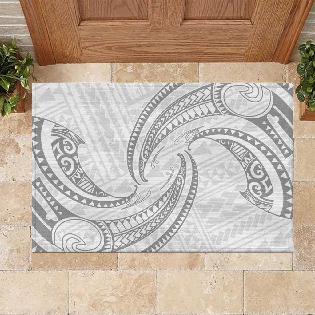 White Sunday Lotu Tamaiti Rubber Doormat Polynesian Wave Pastel Gray LT9 Gray - Polynesian Pride