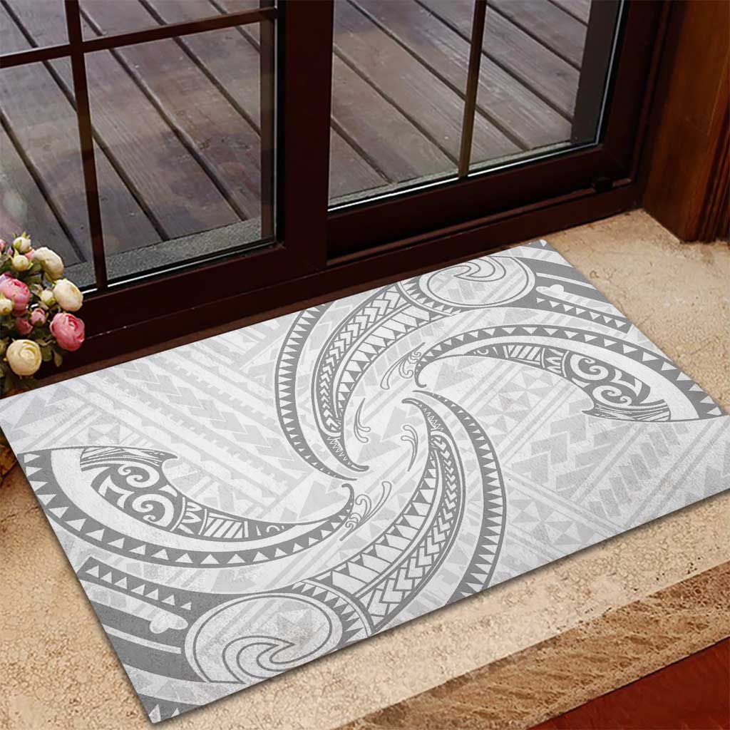 White Sunday Lotu Tamaiti Rubber Doormat Polynesian Wave Pastel Gray LT9 - Polynesian Pride